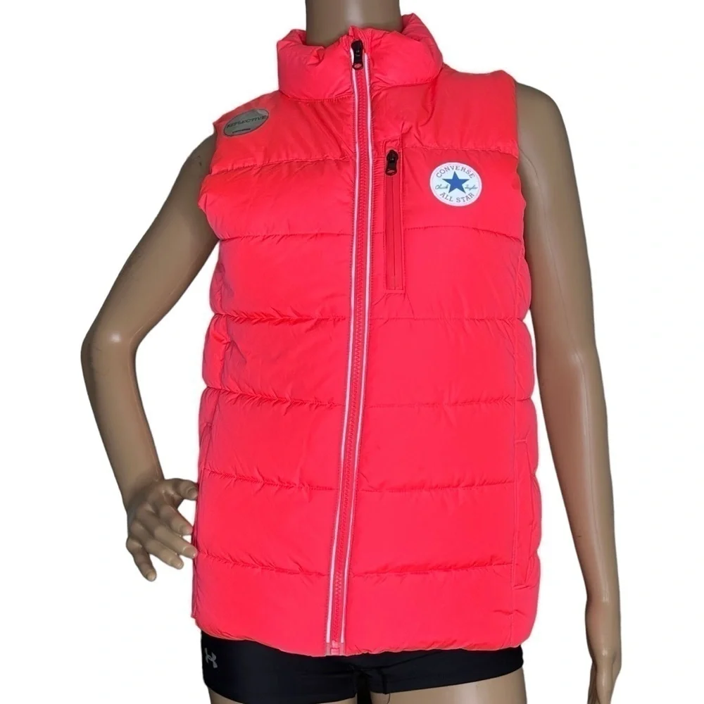 Converse bright pink puffer vest XL